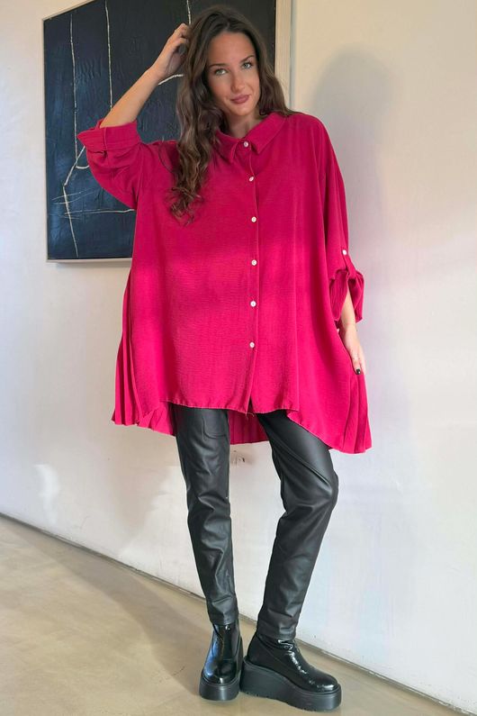 Suki Pleat Back Blouse Hot Pink /6=